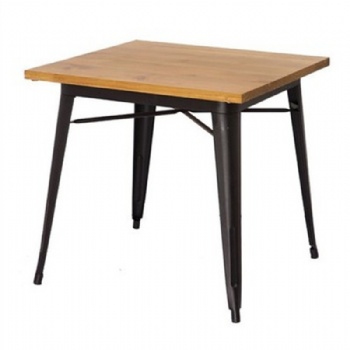 Industry style outdoor dining table solid top